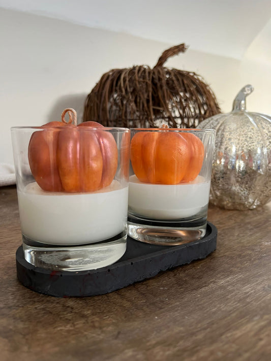 Pumpkin Topped Halloween -  Glass Jar Candle