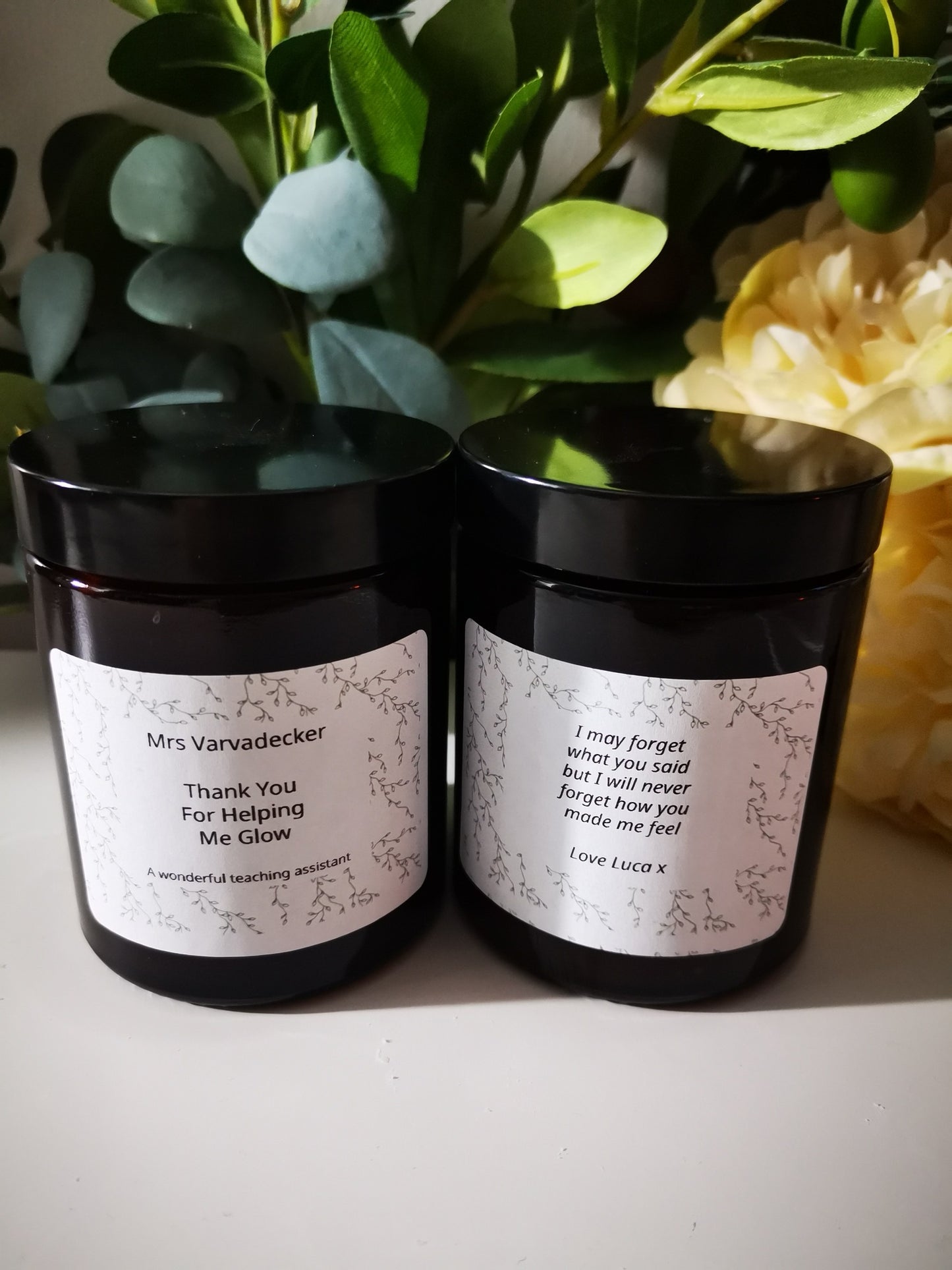 Amber Jar Candles ~ personalised teacher gift